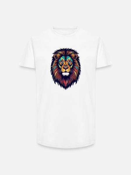 Leuchtender Löwe Farbexplosion - Long Fit Männer T-Shirt - Weiß
