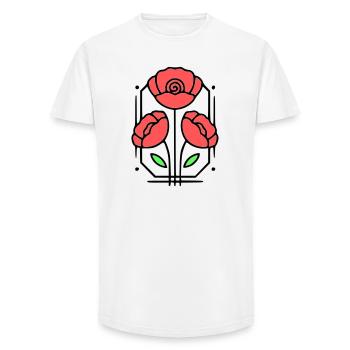Coquelicots coquelicots minimaliste Line Art 8 - T-shirt coupe longue homme - blanc - Devant - AI Model Male 185 light (185cm)