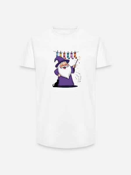 The Wizard and the Socks - Long Fit Men's T-Shirt - white