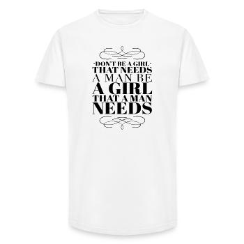 Citation d’autonomisation indépendante des filles - T-shirt coupe longue homme - blanc - Devant - AI Model Male 185 light (185cm)