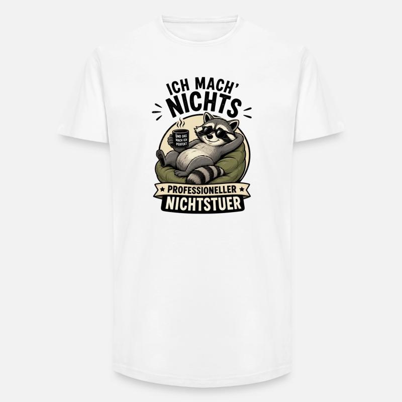 Relaxter Waschbär ProfiNichtstuer - Long Fit Männer T-Shirt - Weiß