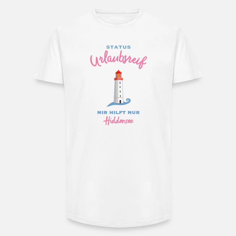 Hiddensee, Leuchtturm Dornbusch, Urlaubsreif - Long Fit Männer T-Shirt - Weiß