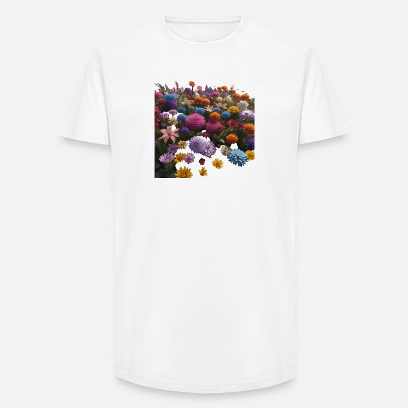 Bunte Blumen - Long Fit Männer T-Shirt - Weiß