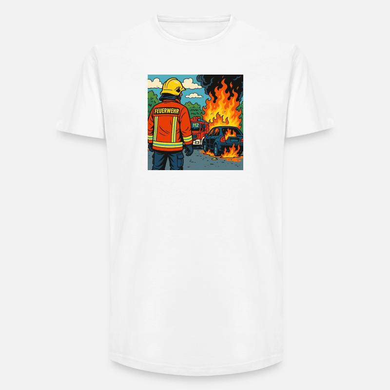 Brandbekämpfer Cartoon Einsatz - Long Fit Männer T-Shirt - Weiß