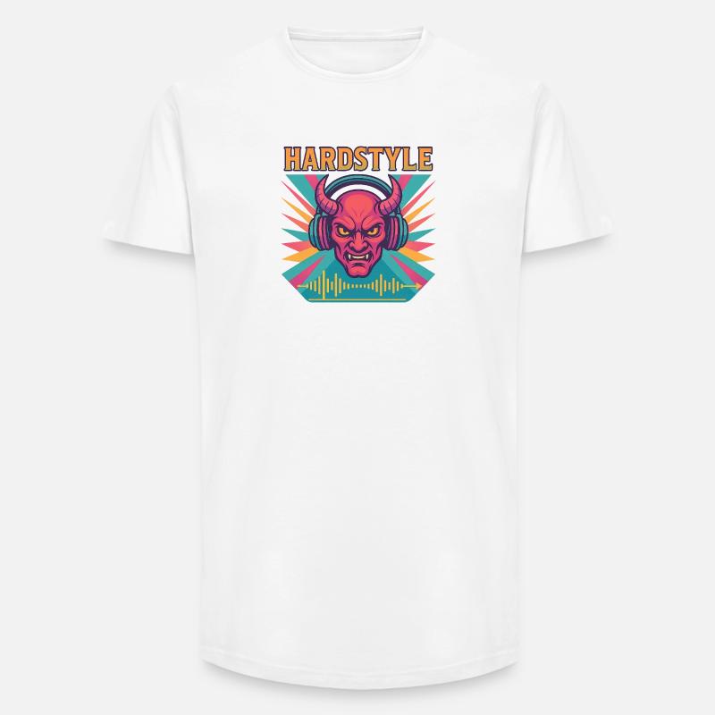 Hardstyle Dämon Design - Long Fit Männer T-Shirt - Weiß