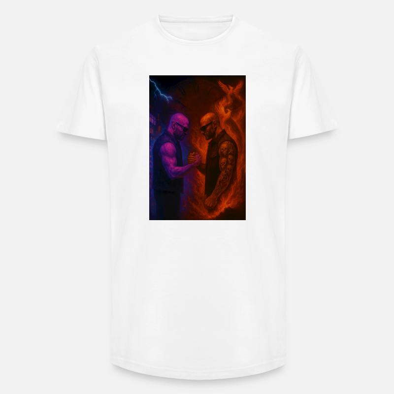 Feuer gegen Eis Duell der Elemente - Long Fit Männer T-Shirt - Weiß