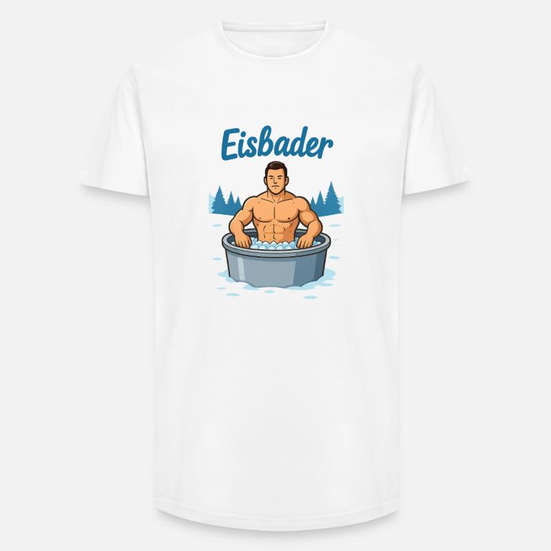 Eisbader Muskelmann im Eisbad - Long Fit Men's T-Shirt - white