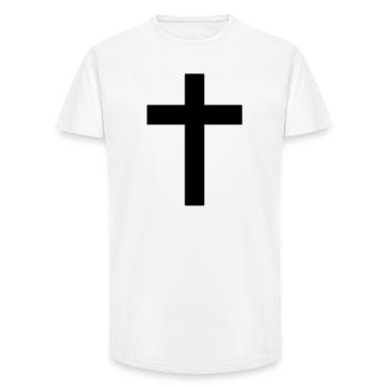 Christian Cross - Long Fit Men's T-Shirt - white - Front - AI Model Male 185 light (185cm)