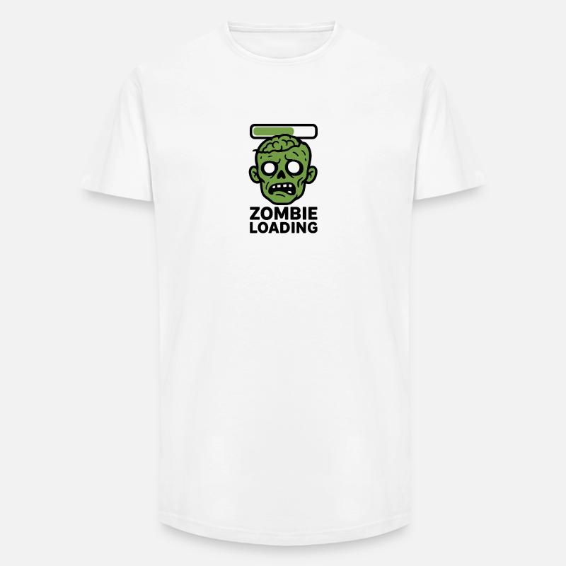 Zombie Loading Skull Graphic - Long Fit Men's T-Shirt - white