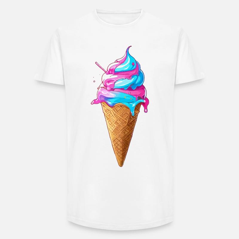 Lecker Eiscreme | Synthwave Eistüte - Long Fit Männer T-Shirt - Weiß