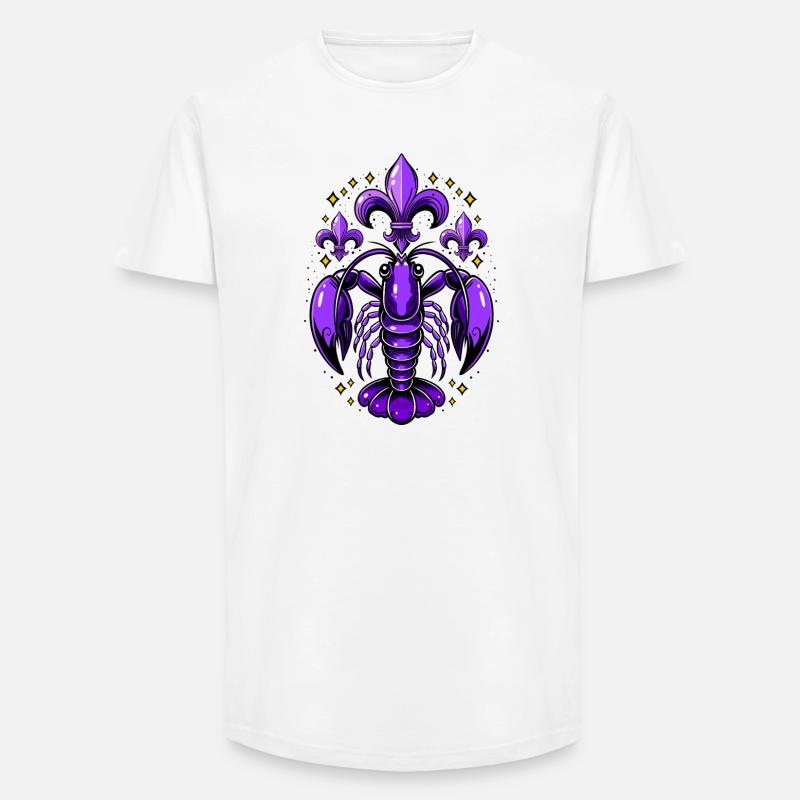 Mardi Gras Languste mit Fleur-de-Lis Design - Long Fit Männer T-Shirt - Weiß