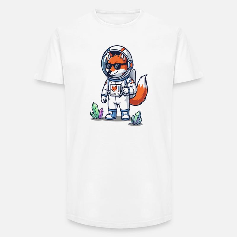 Cosmo Fox Astronaut Space Explorer - Long Fit Männer T-Shirt - Weiß