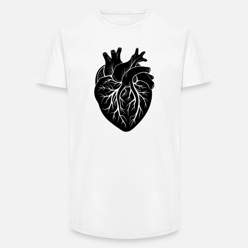 anatomisches Herz - Long Fit Männer T-Shirt - Weiß