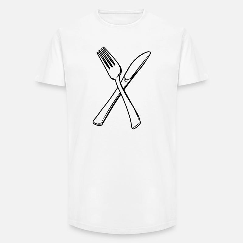 Messer und Gabel transparent - Long Fit Männer T-Shirt - Weiß