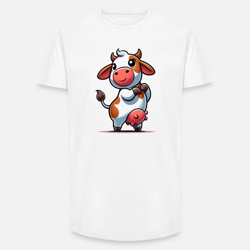 Ko - T-shirt herr med lång passform - vit