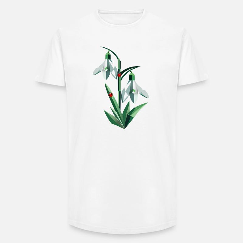 Zwei Schneeglöckchen mit Marienkäfern - Long Fit Männer T-Shirt - Weiß