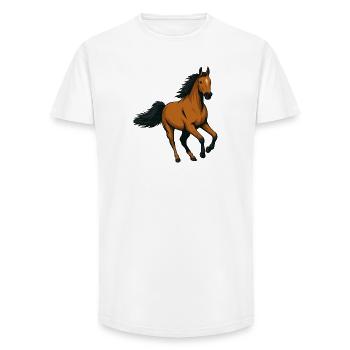 Étalon ambré au galop - T-shirt coupe longue homme - blanc - Devant - AI Model Male 185 light (185cm)