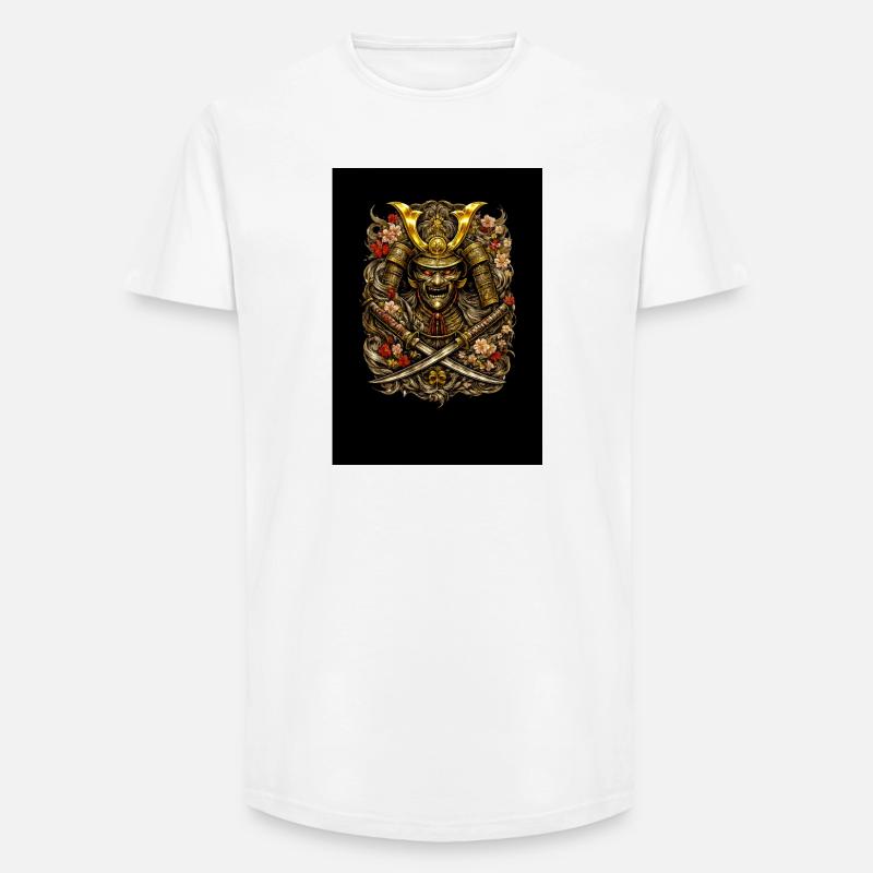 Samurai-Blütenhelm - Long Fit Männer T-Shirt - Weiß