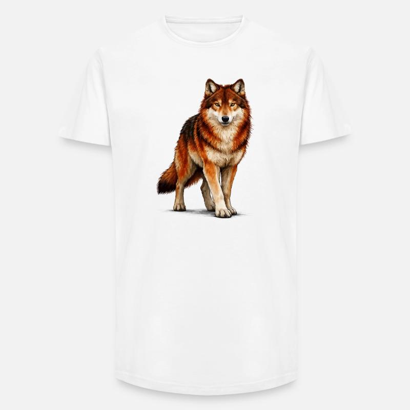 wolf - Long Fit Männer T-Shirt - Weiß
