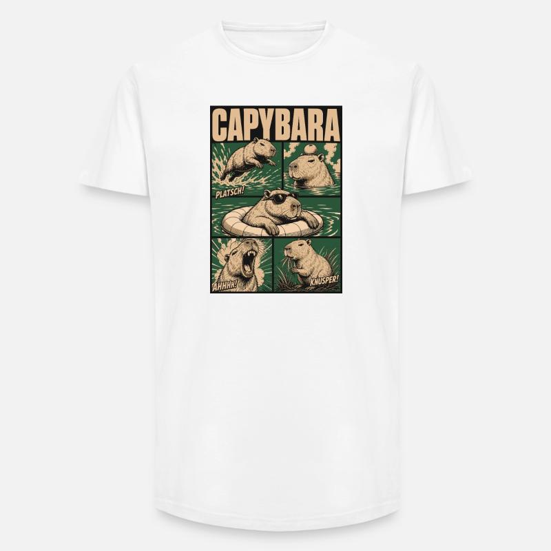 Comic Capybara Action Style - Long Fit Männer T-Shirt - Weiß