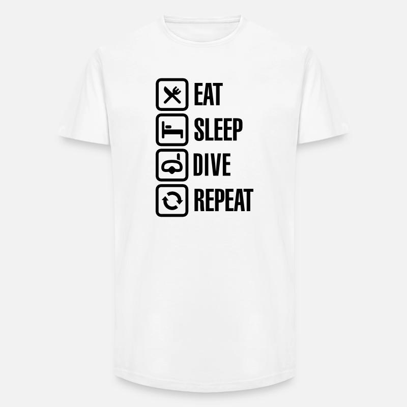 Eat Sleep Dive Repeat - Long Fit Männer T-Shirt - Weiß