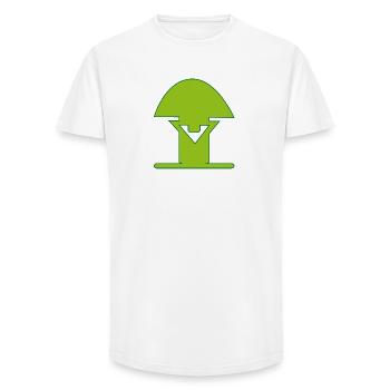 Logo du parti : Champignon gardien vert herbe - T-shirt coupe longue homme - blanc - Devant - AI Model Male 185 light (185cm)