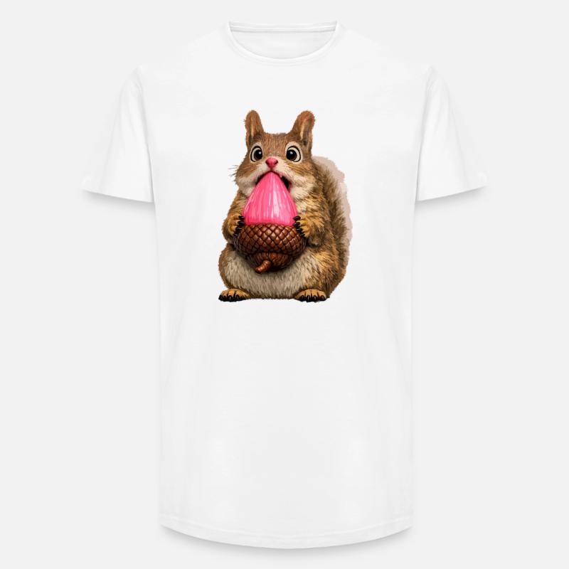 Süßes Eichhörnchen mit rosa Eichel - Long Fit Männer T-Shirt - Weiß