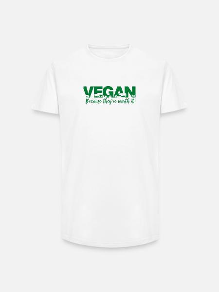 Vegan because they're worth it - Long Fit Men's T-Shirt - white