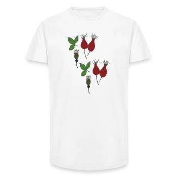 Style églantier - T-shirt coupe longue homme - blanc - Devant - AI Model Male 185 light (185cm)