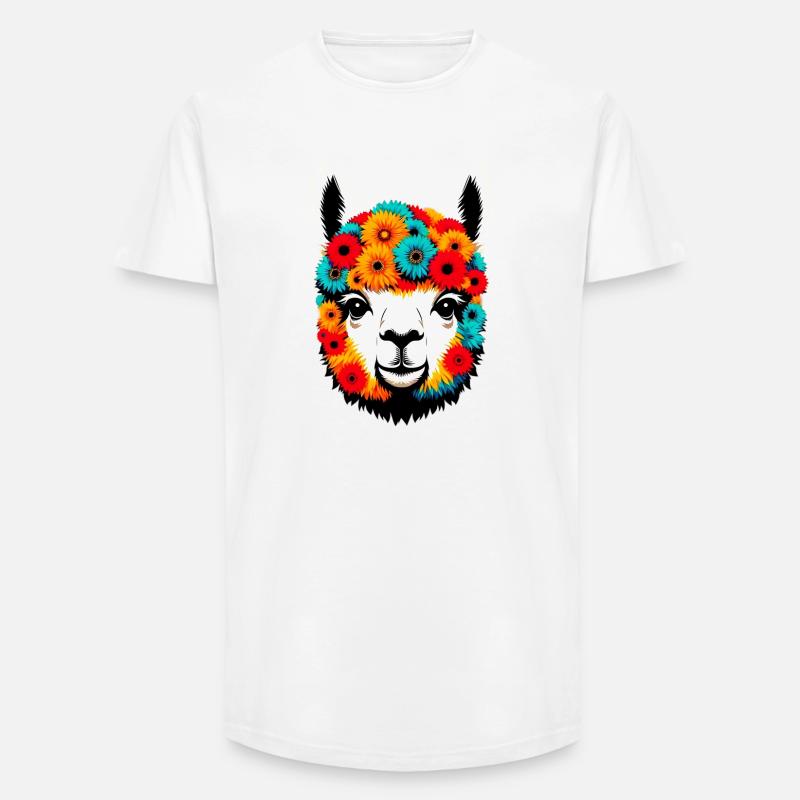 Alpaka - Long Fit Männer T-Shirt - Weiß