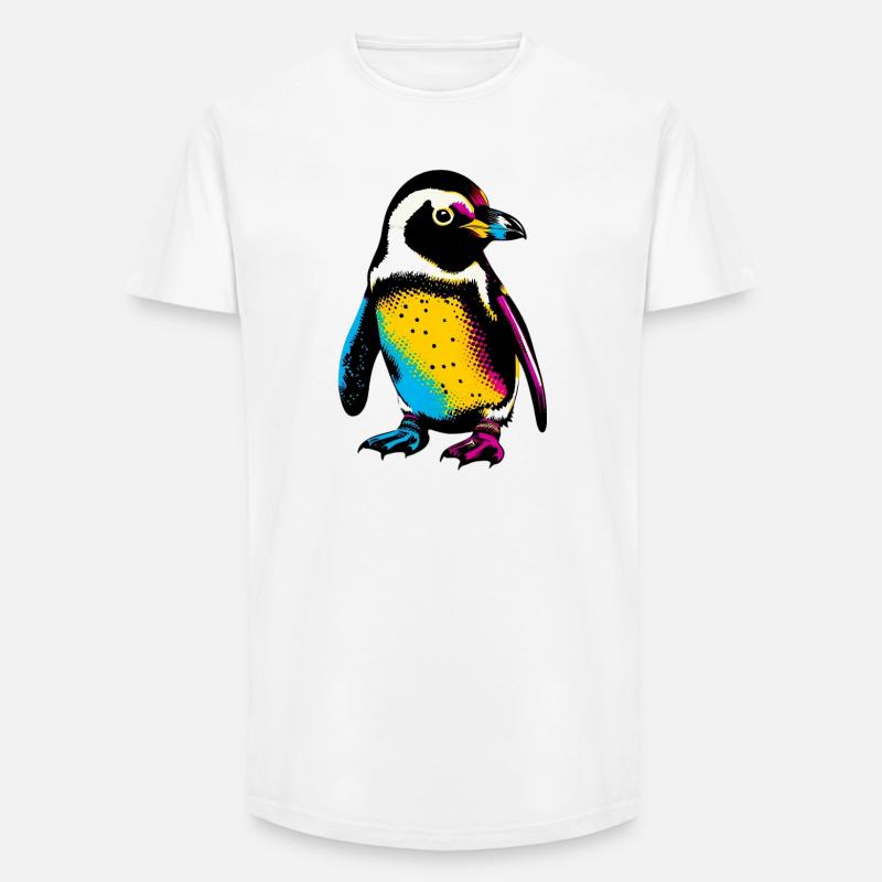 Pinguin - Long Fit Männer T-Shirt - Weiß