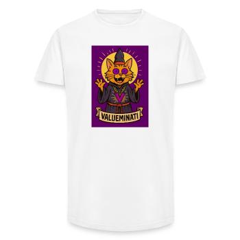 Magical cult cat of the Valueminati - Long Fit Men's T-Shirt - white - Front - AI Model Male 185 light (185cm)