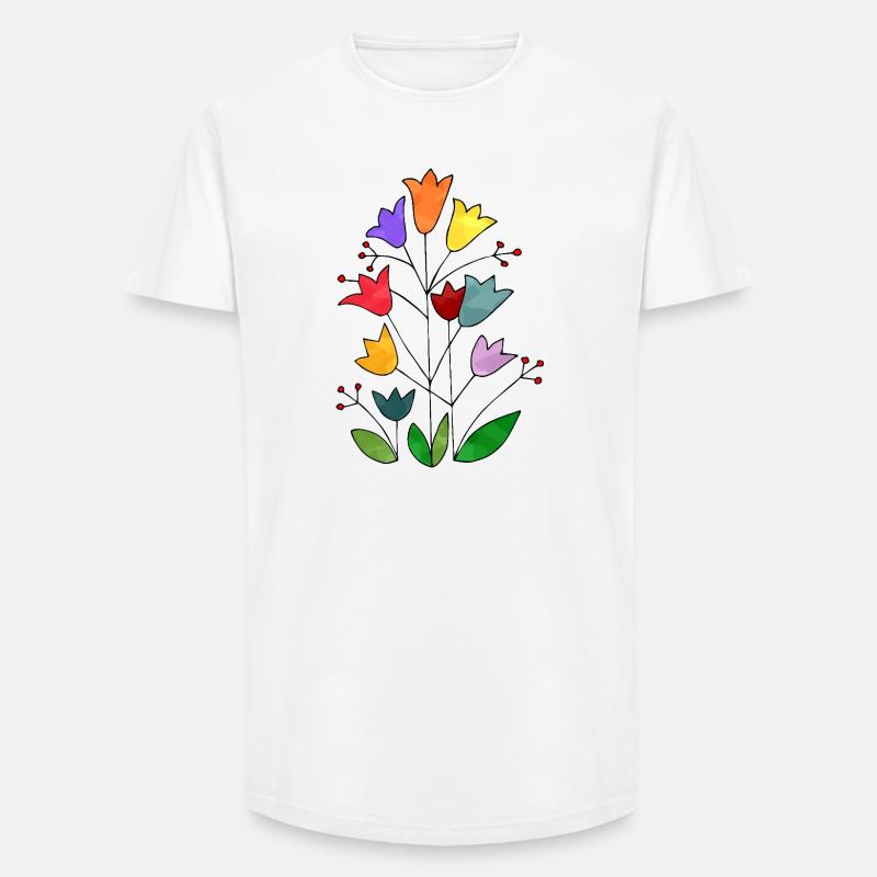 Blumen - Long Fit Männer T-Shirt - Weiß