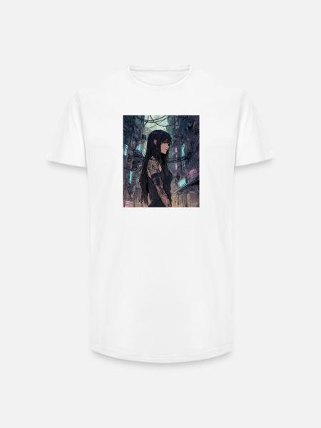 Cybernoir Diva in the Neon Jungle - Long Fit Men's T-Shirt - white