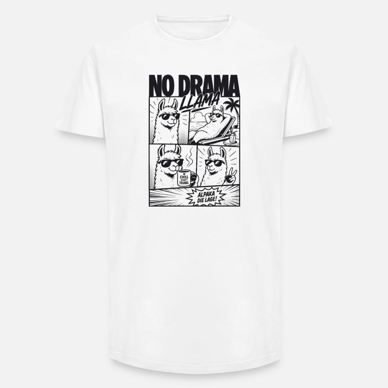 No Drama Llama Cool Alpaka Comic - Long Fit Männer T-Shirt - Weiß