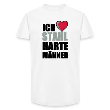 Stahlharte Männer Geschenk - Long Fit Männer T-Shirt - Weiß - Vorne - AI Model Male 185 light (185cm)