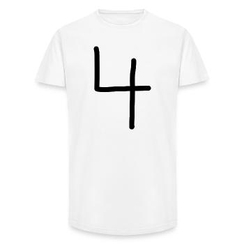 4 Numéro quatre numéro noir anniversaire - T-shirt coupe longue homme - blanc - Devant - AI Model Male 185 light (185cm)