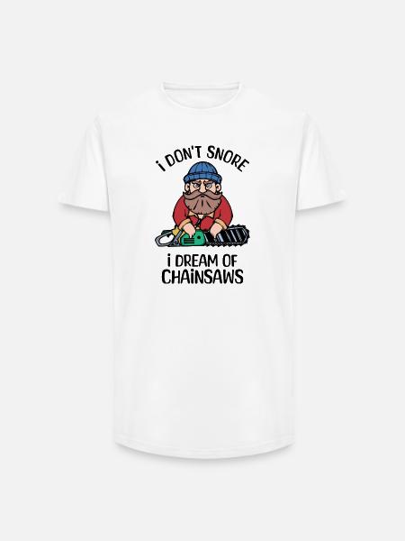 Saw Statement Wood Chainsaw Lumberjack Woodland - Long Fit Men's T-Shirt - white