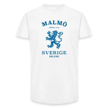 MALMÖ Sverige Sweden - Long Fit Men's T-Shirt - white - Front - AI Model Male 185 light (185cm)