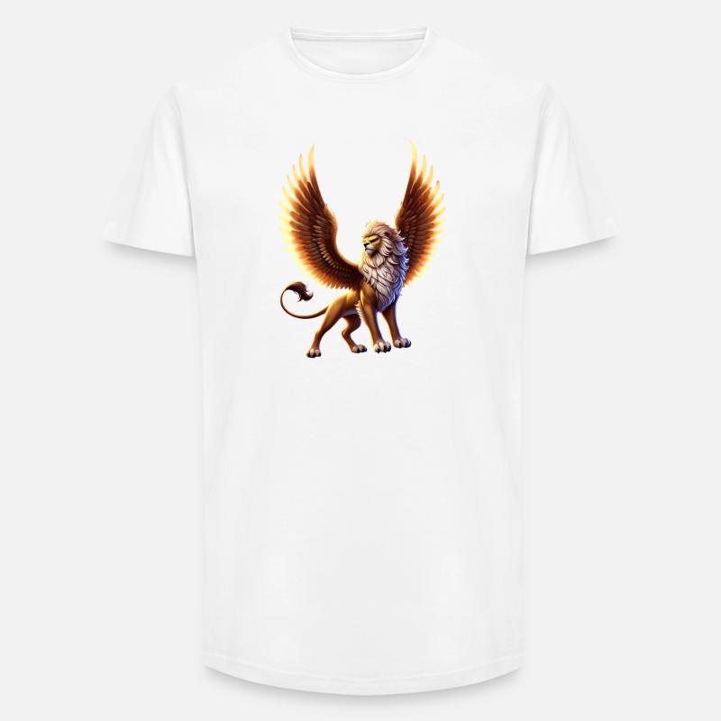 Flammenlöwe mit Flügeln - Long Fit Männer T-Shirt - Weiß