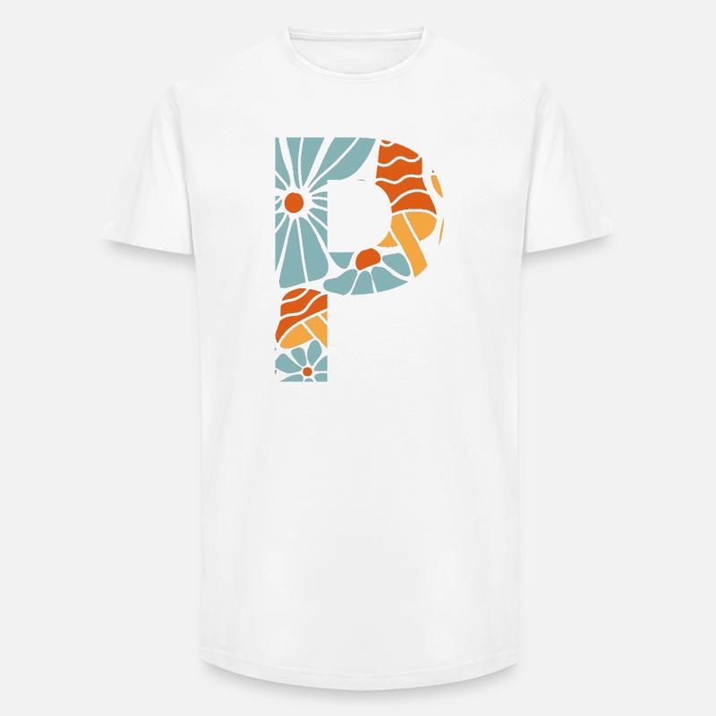 Buchstabe p groovige Blumen Geschenkidee - Long Fit Männer T-Shirt - Weiß