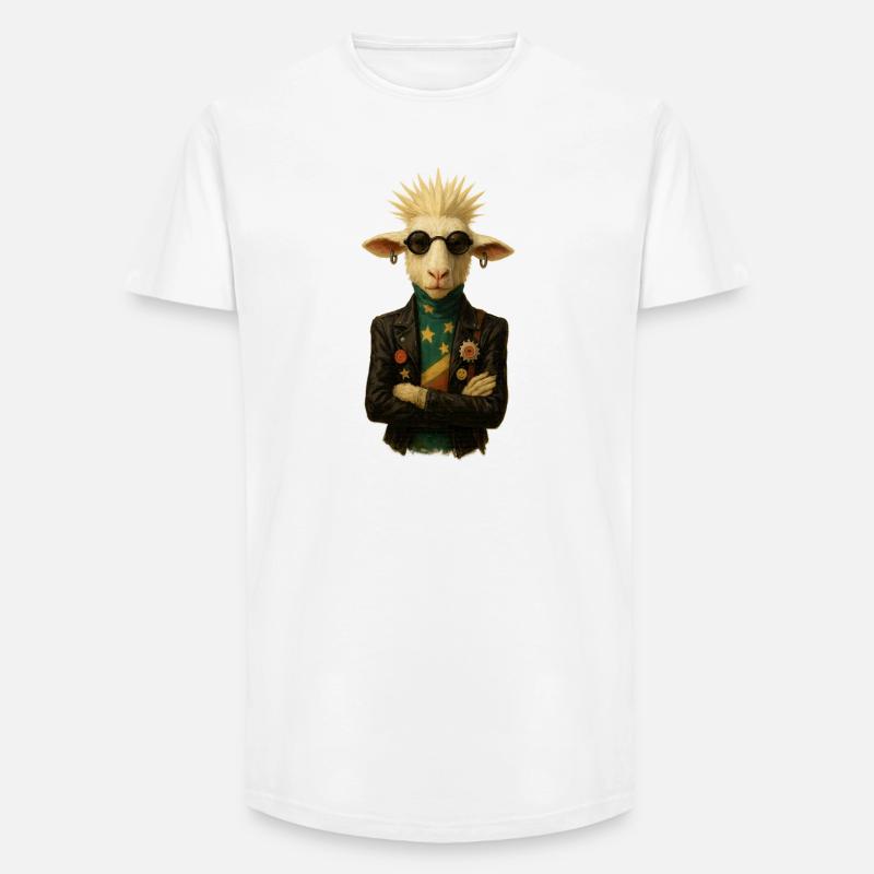Punkgoat mit Sternenband - Long Fit Männer T-Shirt - Weiß