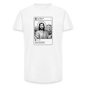 Funny Jesus Social Media Meme - JC Selfie  - Long Fit Men's T-Shirt - white - Front - AI Model Male 185 light (185cm)