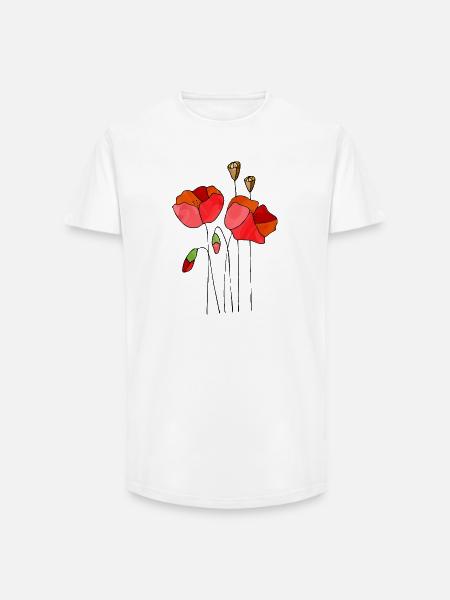 Fleur - T-shirt coupe longue homme - blanc