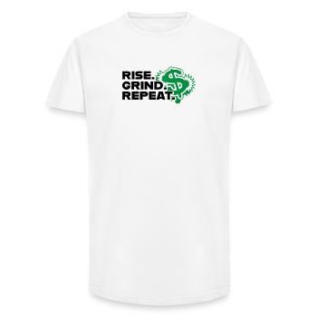 Rise Grind Repeat - Motivation - Long Fit Men's T-Shirt - white - Front - AI Model Male 185 light (185cm)