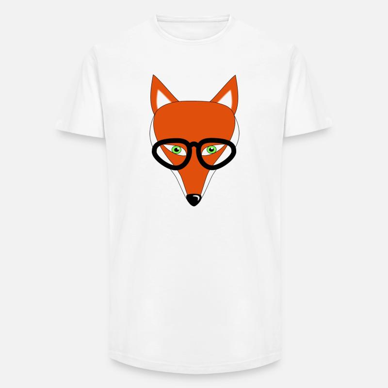 fuchs mit brille geschenk - Long Fit Männer T-Shirt - Weiß