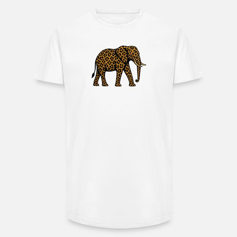 Leopard Elephant Pattern - Long Fit Men's T-Shirt - white