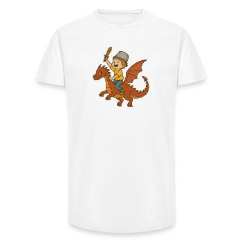 Jeune chevalier dragon à l’épée - T-shirt coupe longue homme - blanc - Devant - AI Model Male 185 light (185cm)