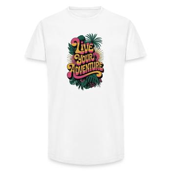 Randonnée - Vivez votre aventure - T-shirt coupe longue homme - blanc - Devant - AI Model Male 185 light (185cm)