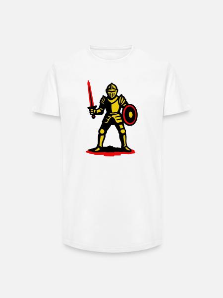 Yellow Knight with Red Sword - Long Fit Men's T-Shirt - white